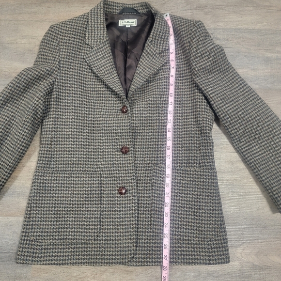 LL Bean Blazer Vintage Womens 10 Houndstooth Three Button Wool Jacket - Picture 8 of 13